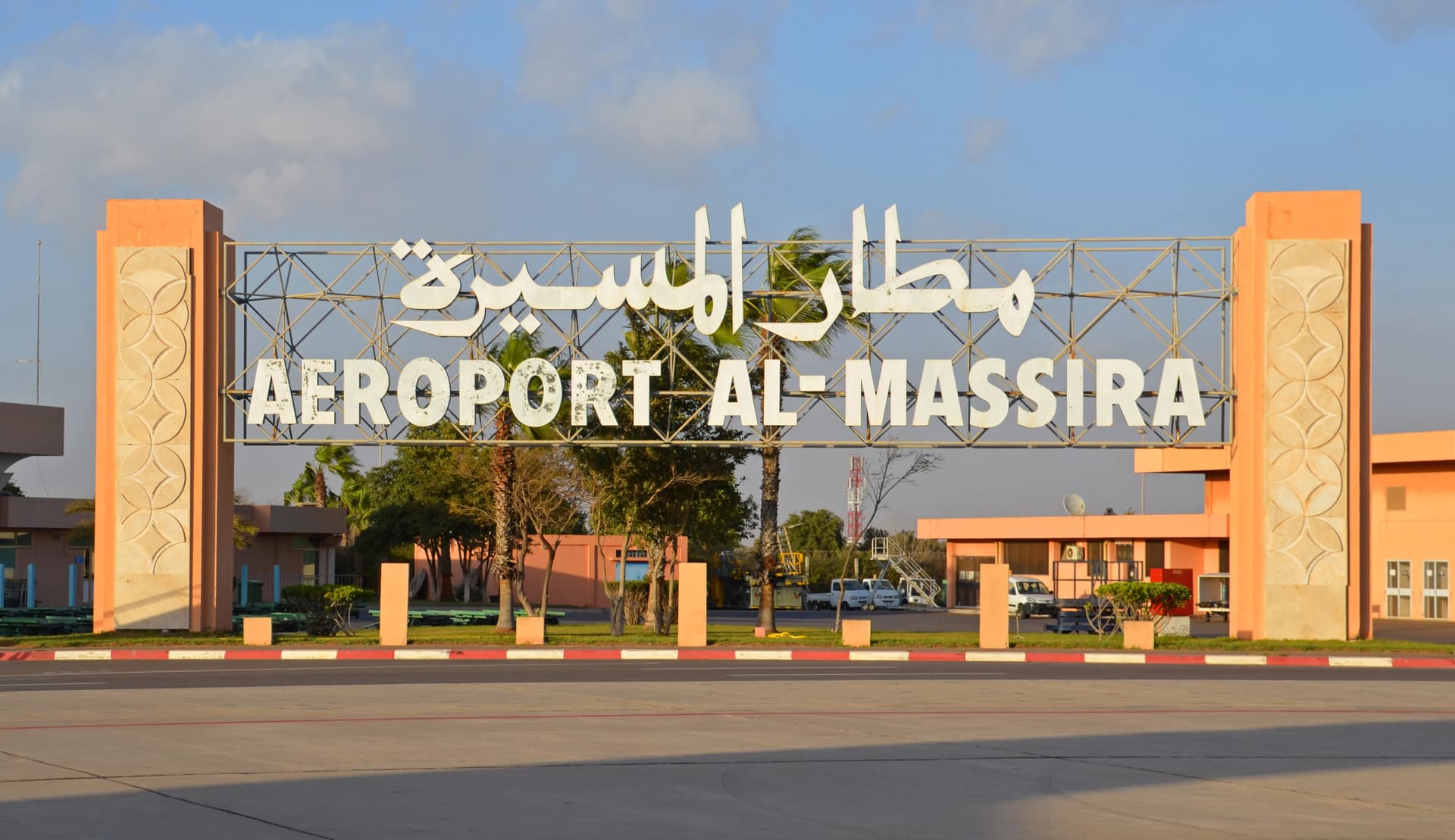 Transfer vehicles waiting outside Agadir Al Massira Airport
