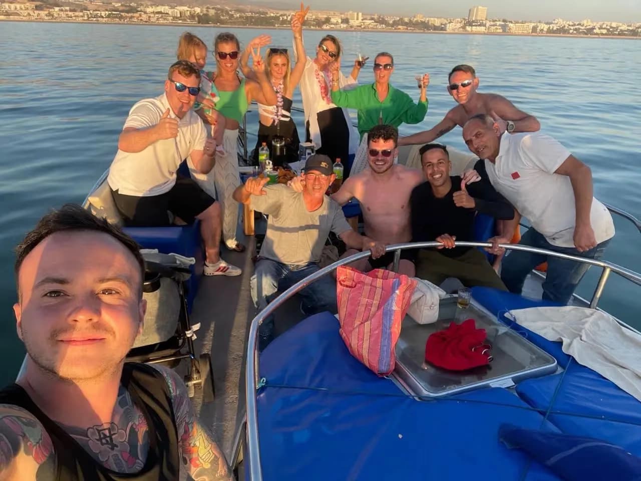 Group of guests enjoying a boat trip off Agadir