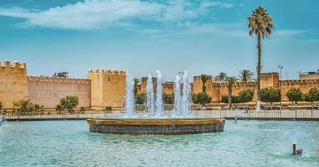 Fountain in the 20th of August square facing the ramparts of Taroudant